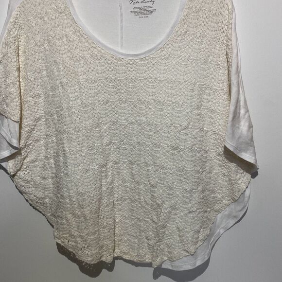 Kate Landry Women's Cream White Lace Short Sleeve Poncho Top One Size - Picture 8 of 8